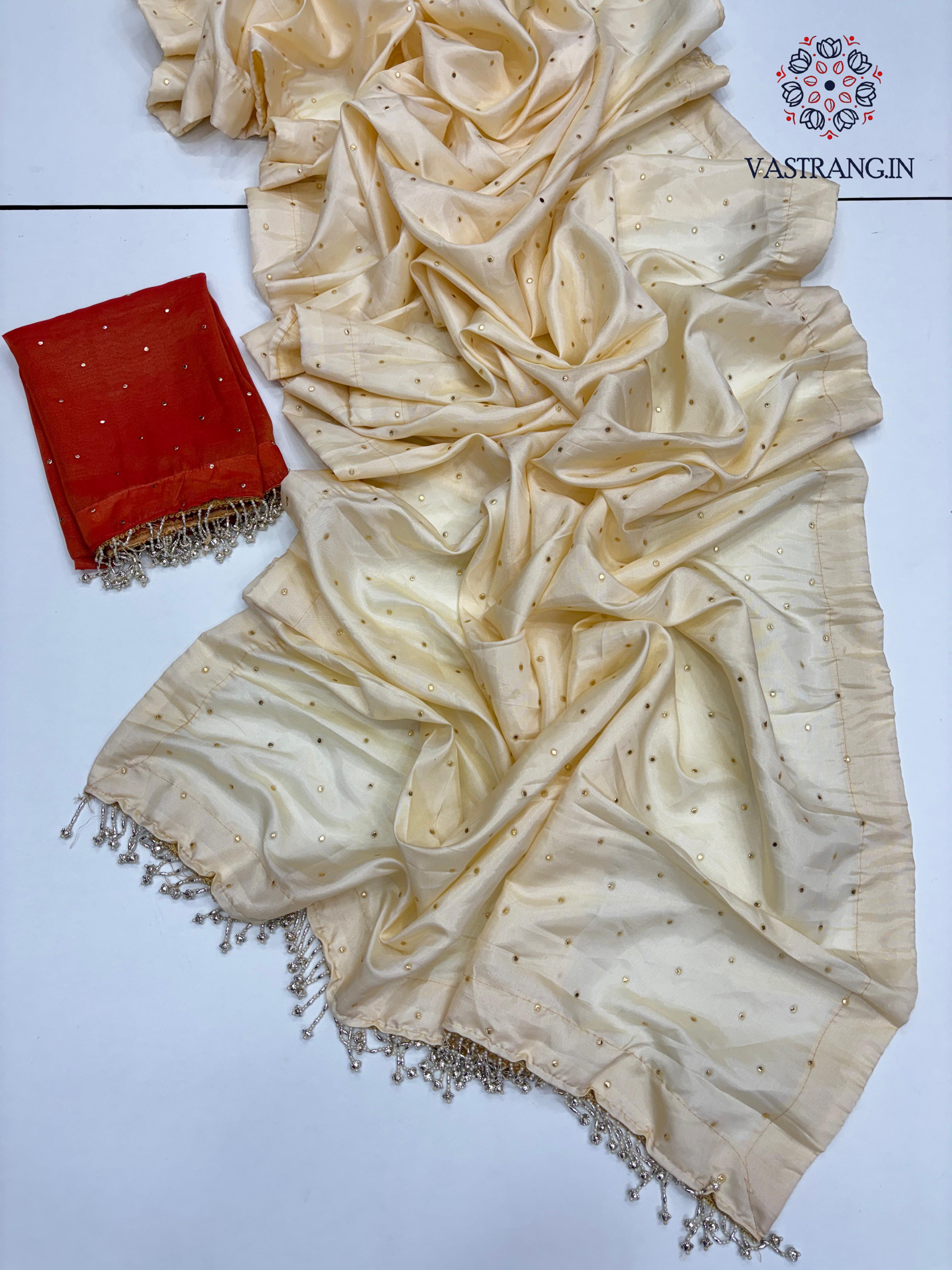 Bollywood Style Golden Colour Tissue Silk Mukesh Work With Heavy Fancy Lace Designer Saree