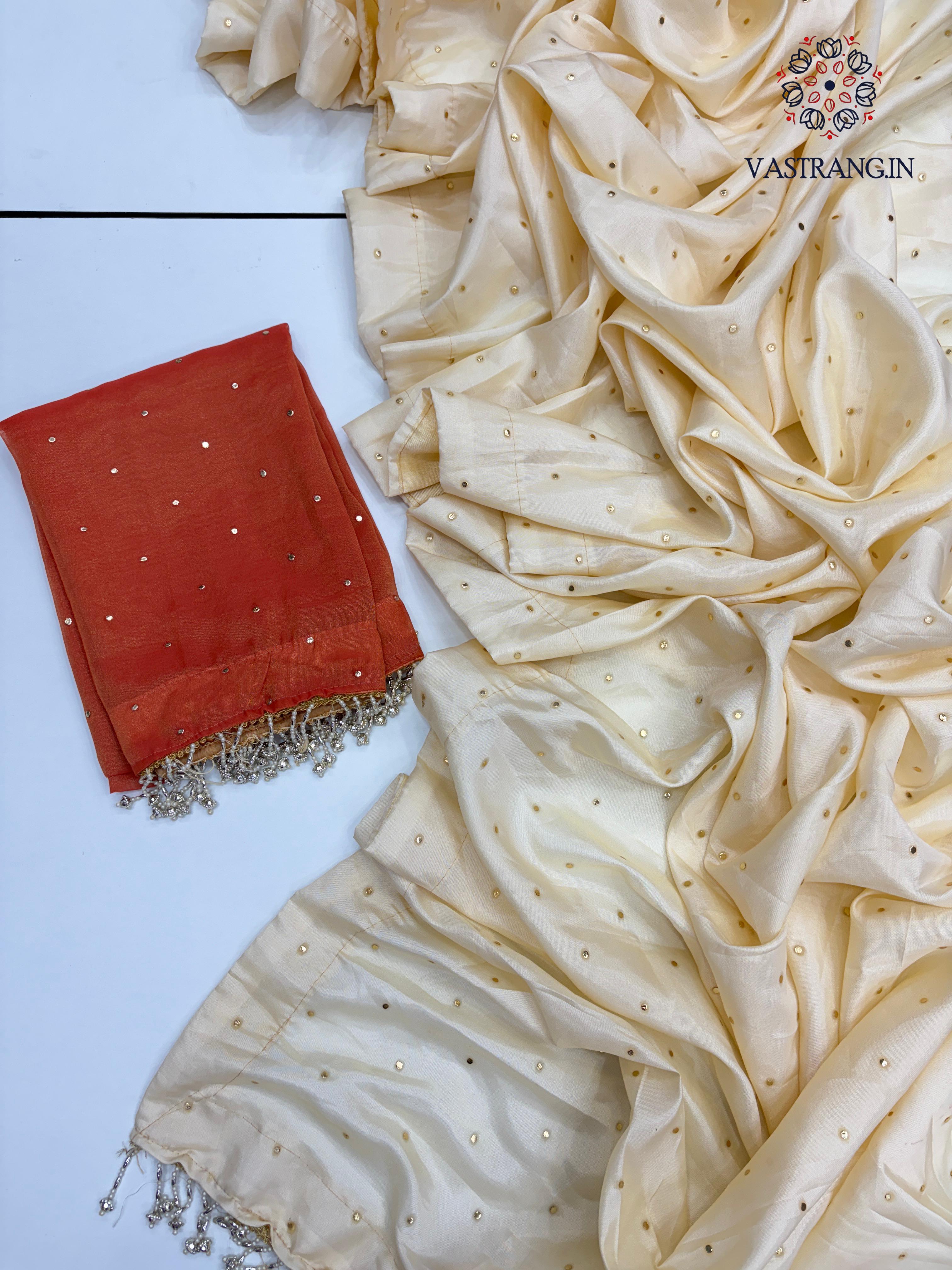 Bollywood Style Golden Colour Tissue Silk Mukesh Work With Heavy Fancy Lace Designer Saree