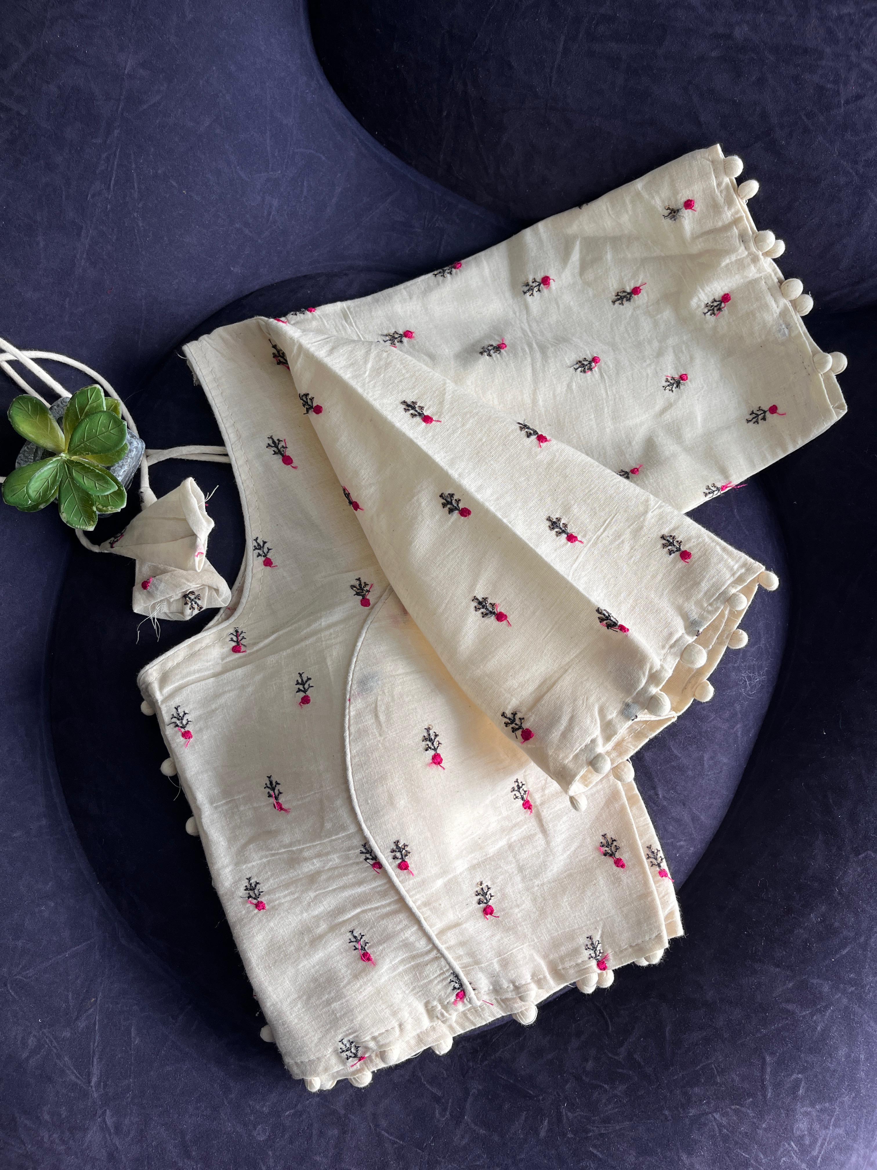 New Function Wear Pure Cotton Embroidery Work With Latkan Stylish Designer Readymade Blouse for Women Online