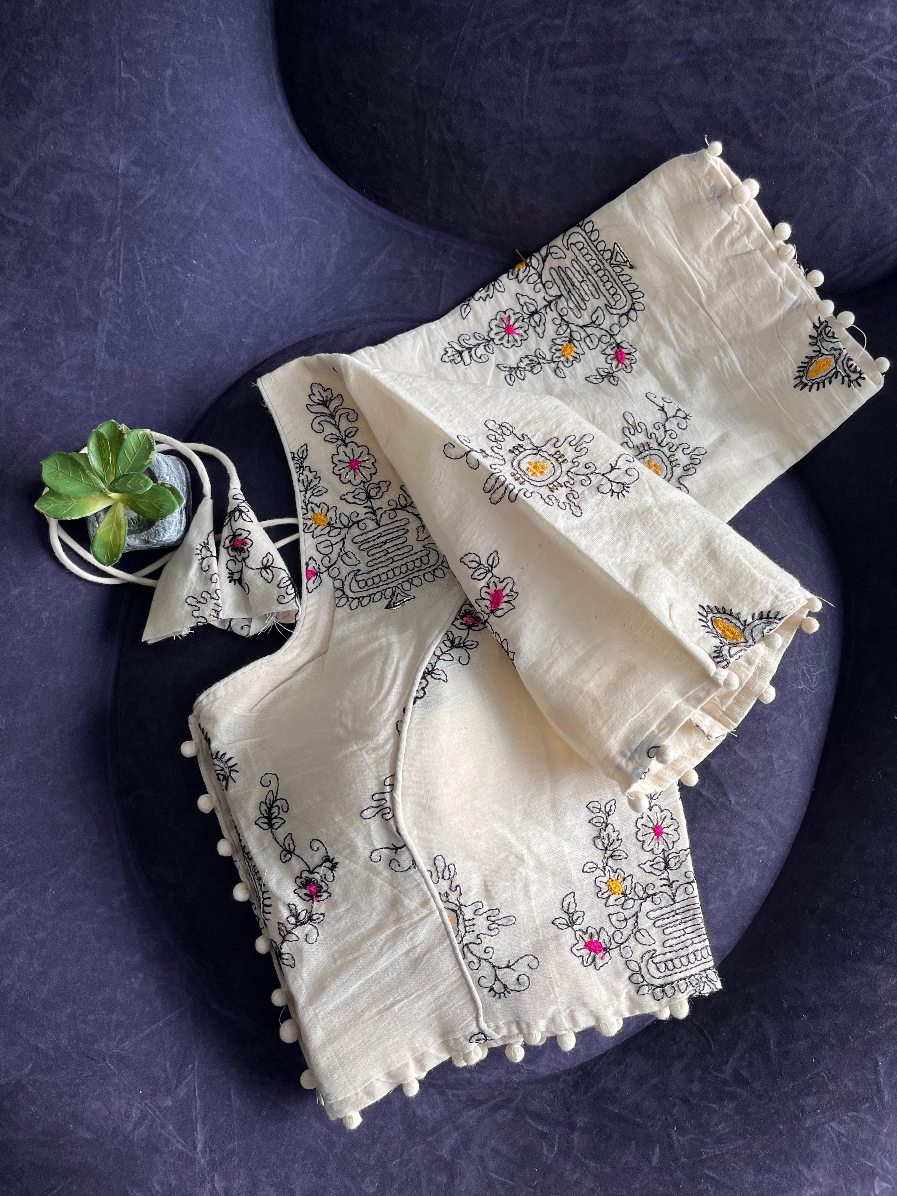 New Function Wear Pure Cotton Embroidery Work With Latkan Stylish Designer Readymade Blouse for Women Online