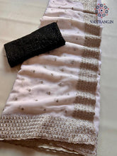 Load image into Gallery viewer, New Partywear Baby Pink Color Georgette Embroidery Work Fancy Designer Saree With Blouse
