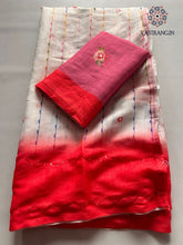 Load image into Gallery viewer, New Function Wear Cotton Linen Fabric Print n Hand Katha Thread With Mirror Work Fancy Designer Saree
