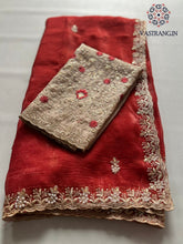 Load image into Gallery viewer, New Wedding Wear Red Color Crunchy Chiffon Silk With Beautiful Embroidery Work Fancy Designer Saree
