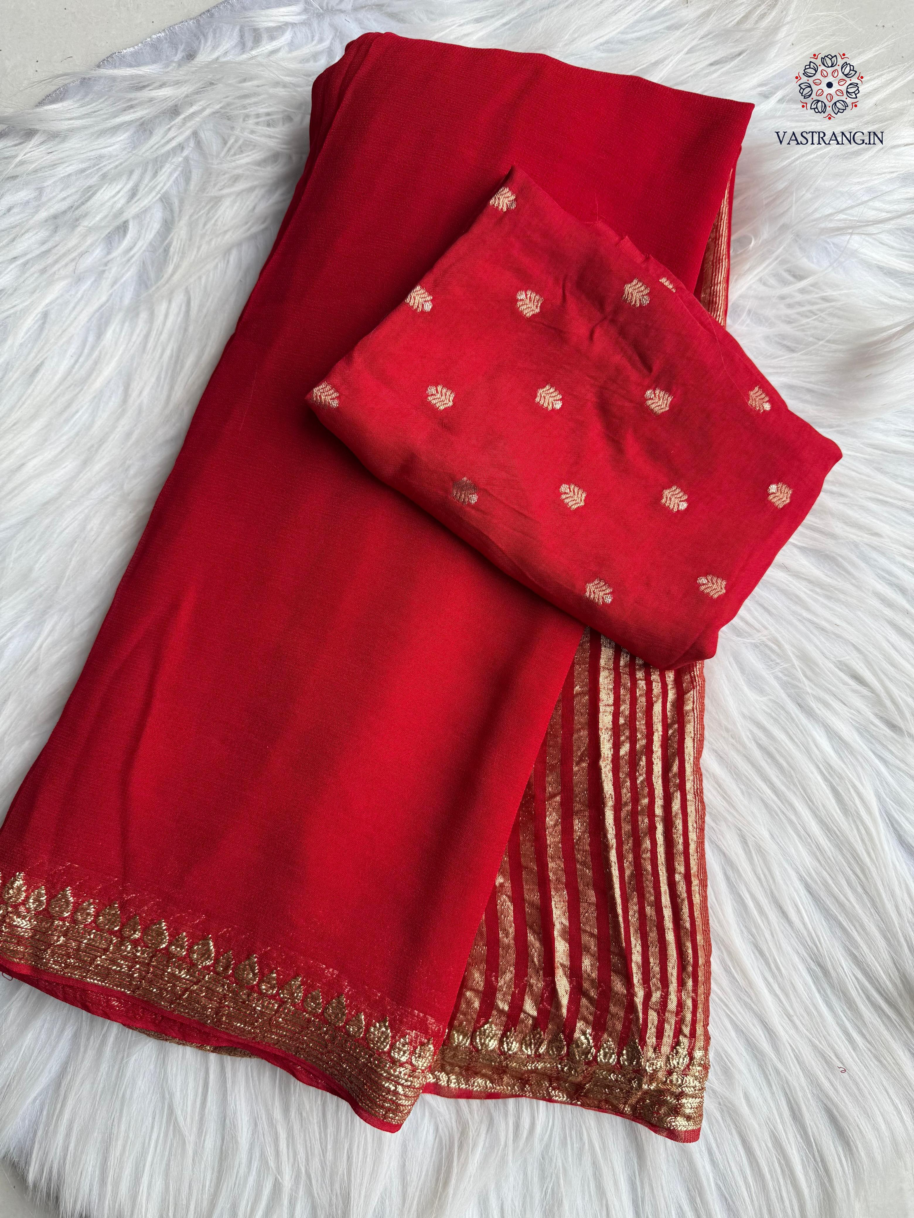 Latest Wedding Wear Pure Viscose Georgette Jacquard Weaving Work Fancy Designer Saree With Blouse