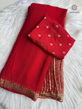Load image into Gallery viewer, Latest Wedding Wear Pure Viscose Georgette Jacquard Weaving Work Fancy Designer Saree With Blouse
