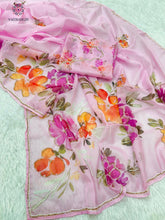 Load image into Gallery viewer, New Pink Color Pure Tebby Silk Print n Hand Work Fancy Designer Wedding Wear Saree With Blouse
