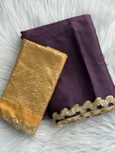 Load image into Gallery viewer, New Partywear Frandy Satin Silk Sequence Lace Work Fancy Designer Saree With Blouse
