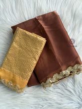 Load image into Gallery viewer, New Partywear Frandy Satin Silk Sequence Lace Work Fancy Designer Saree With Blouse
