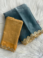 Load image into Gallery viewer, New Partywear Frandy Satin Silk Sequence Lace Work Fancy Designer Saree With Blouse
