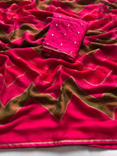 Load image into Gallery viewer, Red Color Fancy Chiffon Georgette Print n Stone Work Festive Wear Designer Saree With Blouse
