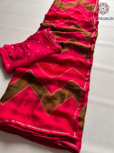 Load image into Gallery viewer, Red Color Fancy Chiffon Georgette Print n Stone Work Festive Wear Designer Saree With Blouse

