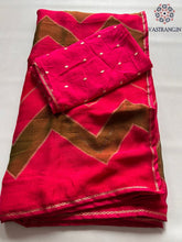 Load image into Gallery viewer, Red Color Fancy Chiffon Georgette Print n Stone Work Festive Wear Designer Saree With Blouse

