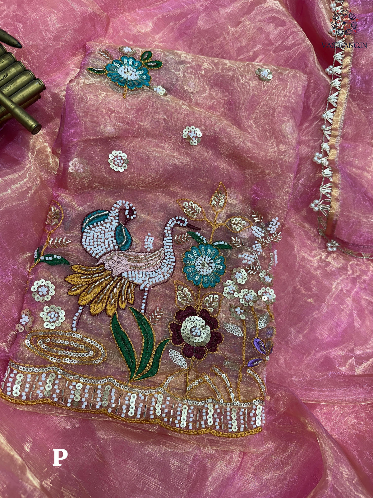New Soft Organza Silk Festive Wear Heavy Pearl n Hand Work Fancy Designer Saree With Blouse