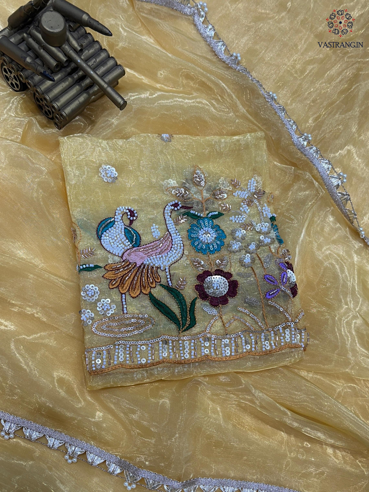 New Soft Organza Silk Festive Wear Heavy Pearl n Hand Work Fancy Designer Saree With Blouse