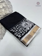 Load image into Gallery viewer, New Function Wear Black Color Dola Silk Print n Jacquard Border Work Fancy Designer Saree With Blouse
