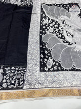 Load image into Gallery viewer, New Function Wear Black Color Dola Silk Print n Jacquard Border Work Fancy Designer Saree With Blouse
