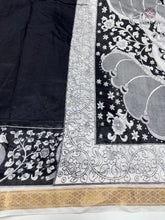 Load image into Gallery viewer, New Function Wear Black Color Dola Silk Print n Jacquard Border Work Fancy Designer Saree With Blouse
