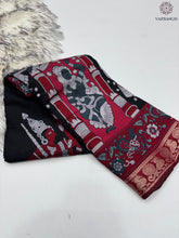 Load image into Gallery viewer, New Wedding Wear Black Color Pure Mangalkari Viscouse Silk Print n Weaving Work Fancy Designer Saree
