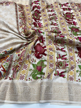 Load image into Gallery viewer, New Wedding Wear Cream Color Zari Weaving n Tussles Work Fancy Designer Saree With Rich Pallu
