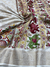 Load image into Gallery viewer, New Wedding Wear Cream Color Zari Weaving n Tussles Work Fancy Designer Saree With Rich Pallu
