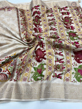 Load image into Gallery viewer, New Wedding Wear Cream Color Zari Weaving n Tussles Work Fancy Designer Saree With Rich Pallu
