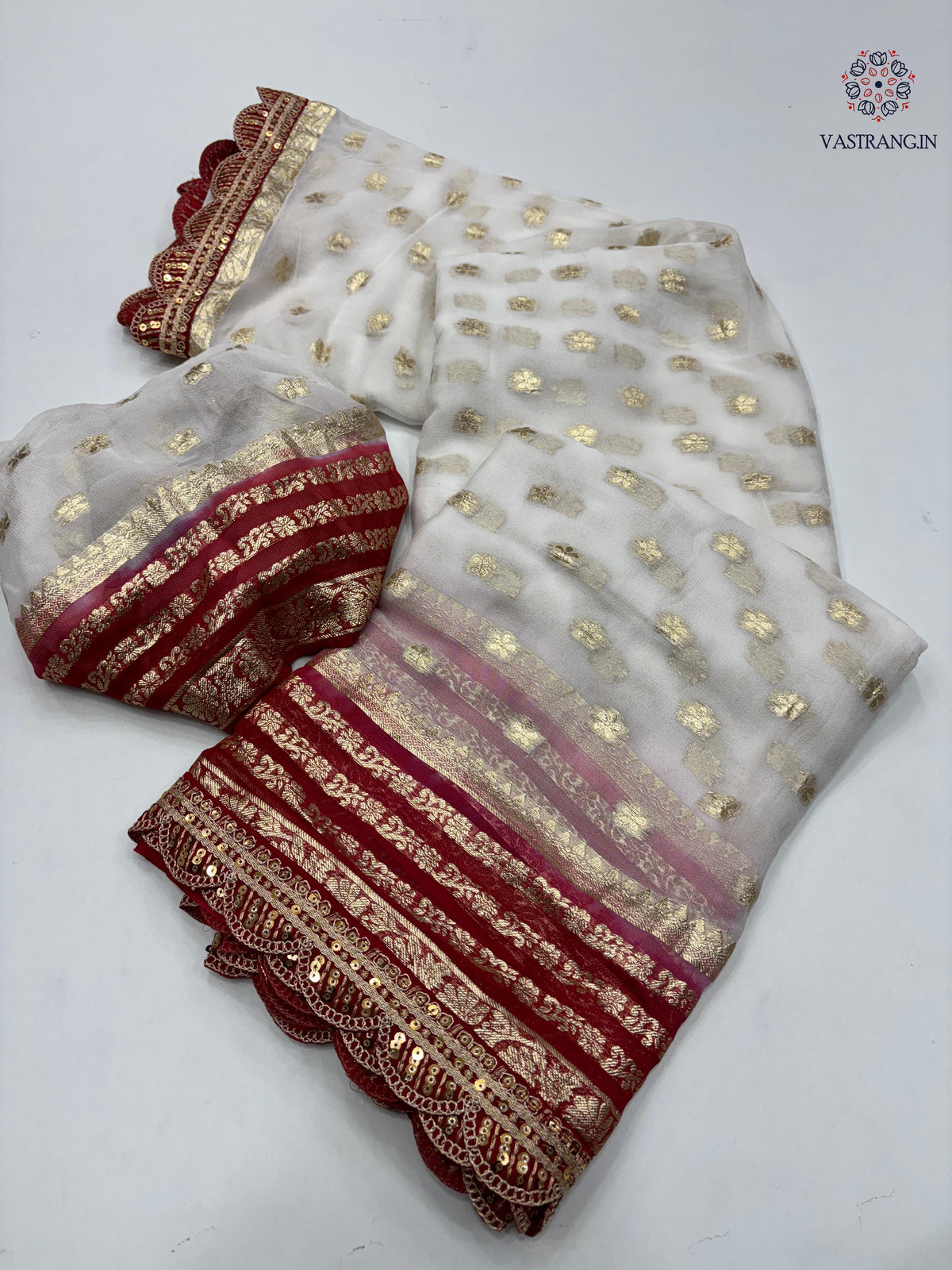 Latest Wedding wear Viscose Georgette Jacquard Weaving n Sequence Border Work Designer Saree