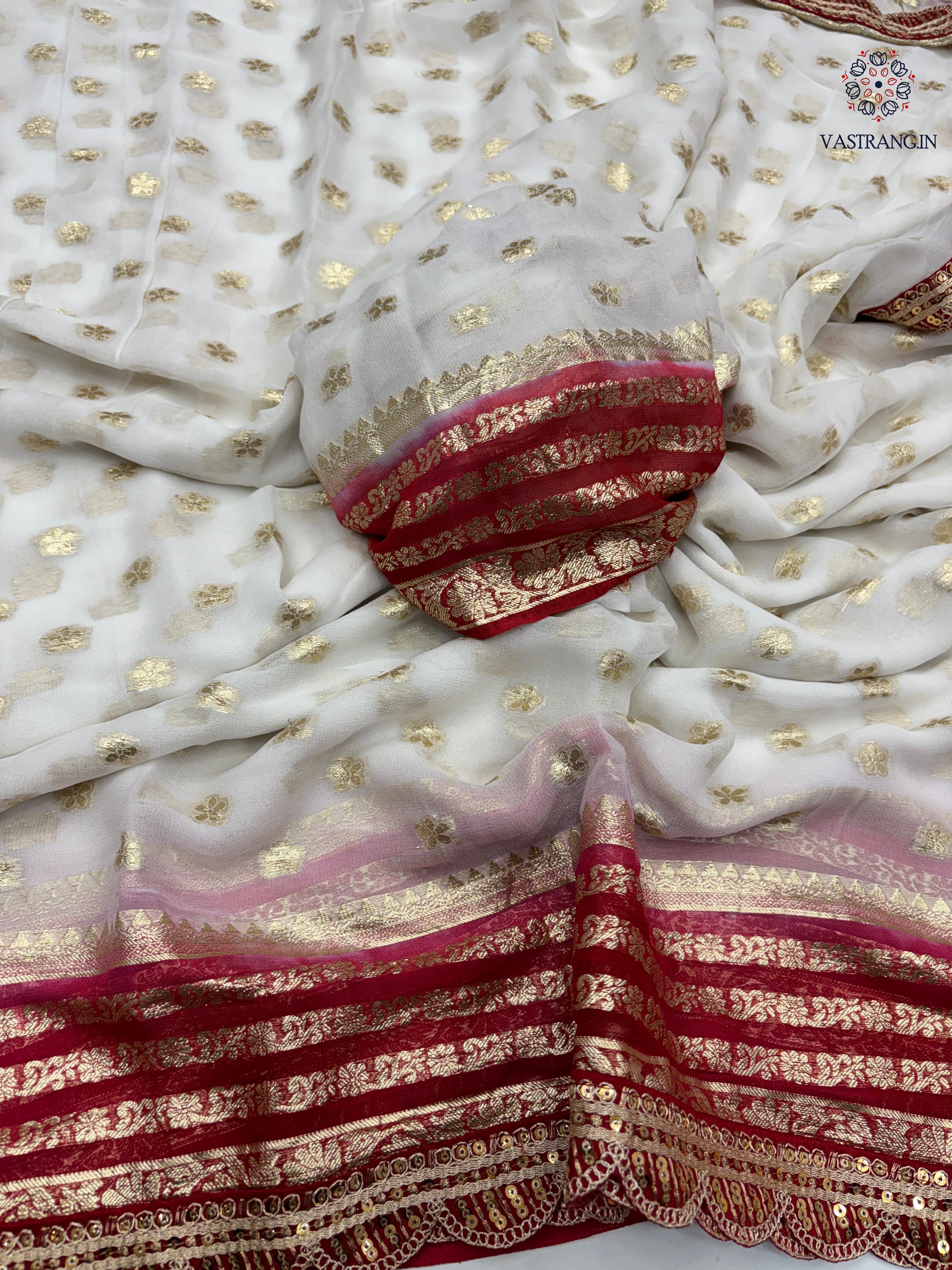 Latest Wedding wear Viscose Georgette Jacquard Weaving n Sequence Border Work Designer Saree