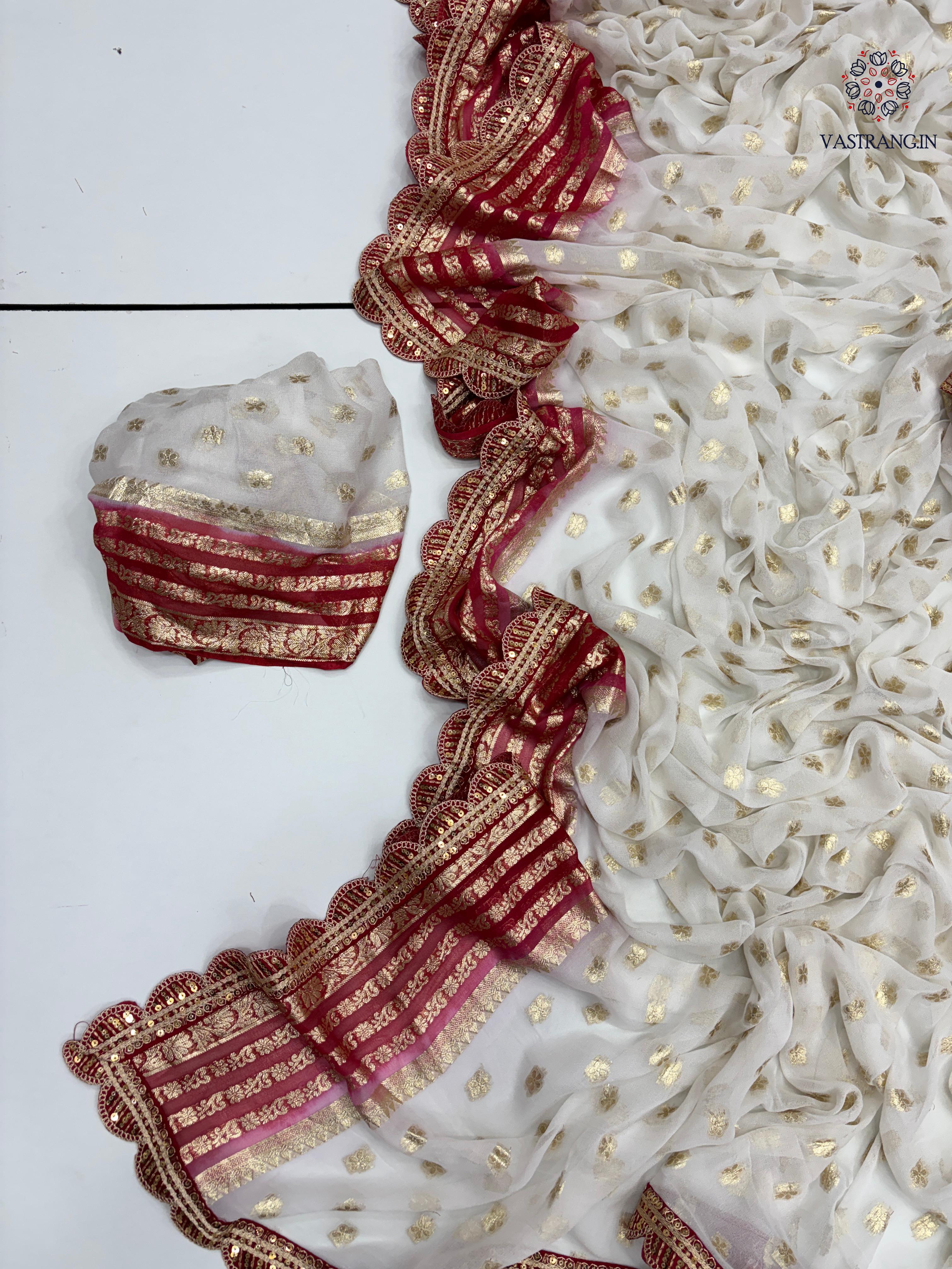 Latest Wedding wear Viscose Georgette Jacquard Weaving n Sequence Border Work Designer Saree