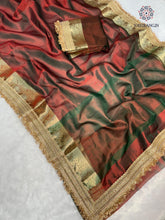 Load image into Gallery viewer, New Marron Color Banarasi Tissue Silk Jacquard n Lace Work Fancy Designer Partywear Saree
