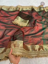 Load image into Gallery viewer, New Marron Color Banarasi Tissue Silk Jacquard n Lace Work Fancy Designer Partywear Saree

