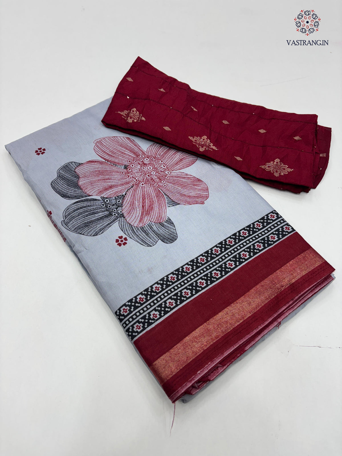 New Pure Mul Cotton Print With Rich Pallu Work Fancy Designer Festive Wear Saree With Blouse