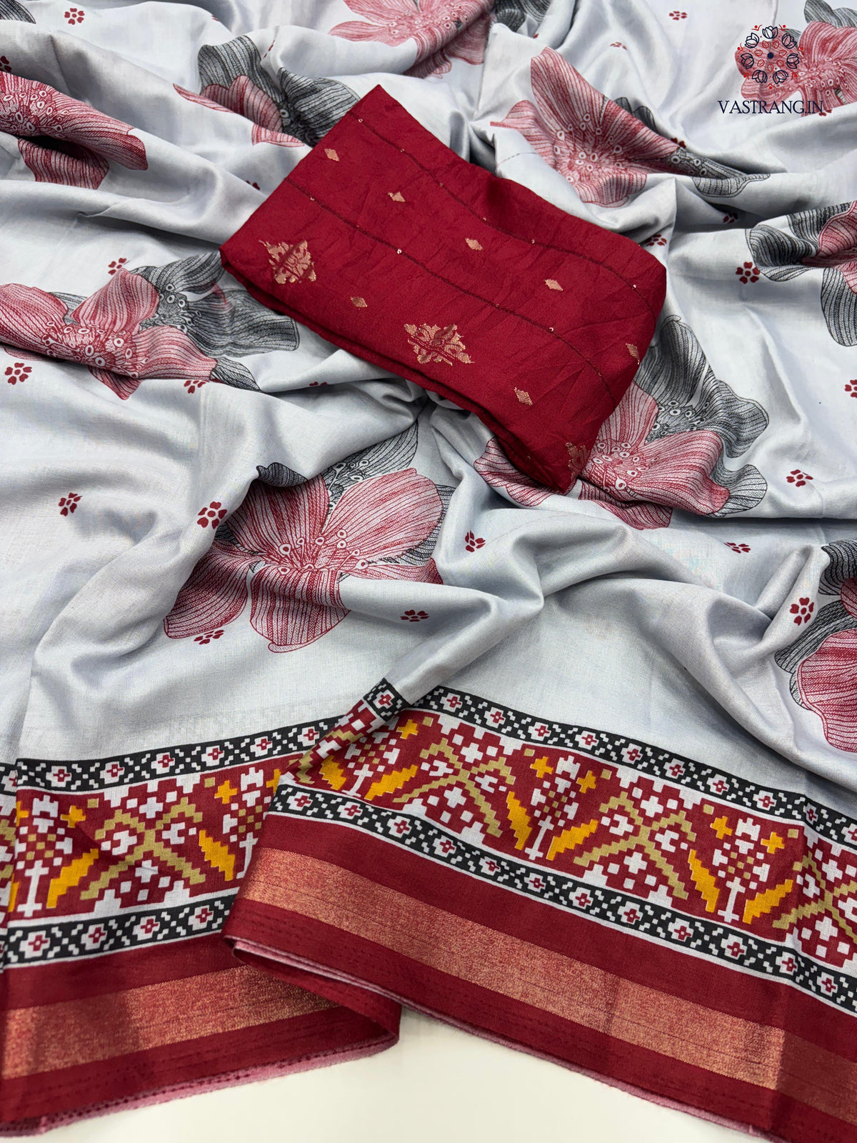 New Pure Mul Cotton Print With Rich Pallu Work Fancy Designer Festive Wear Saree With Blouse