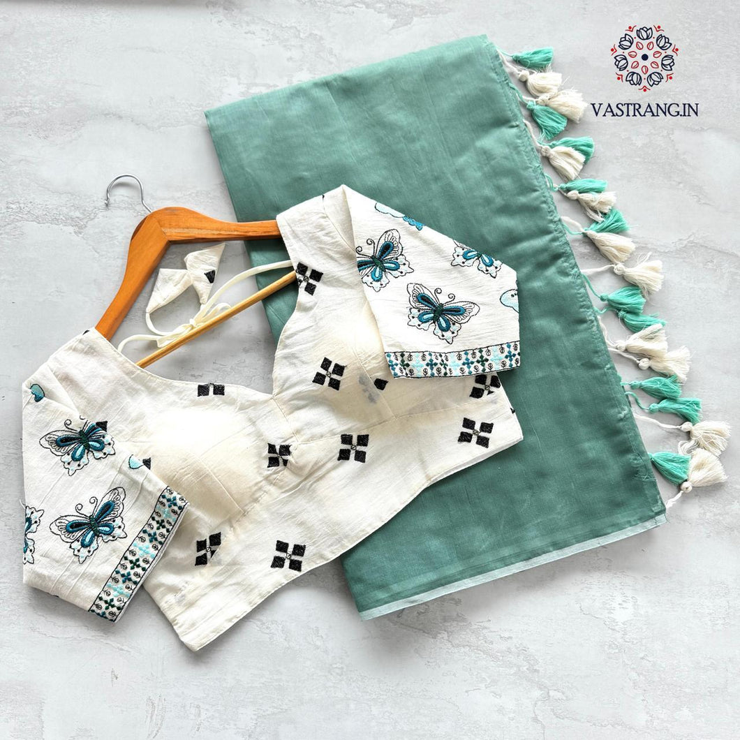 New Function Wear Chanderi Cotton Tussels Work Fancy Designer Saree With Stitched Blouse
