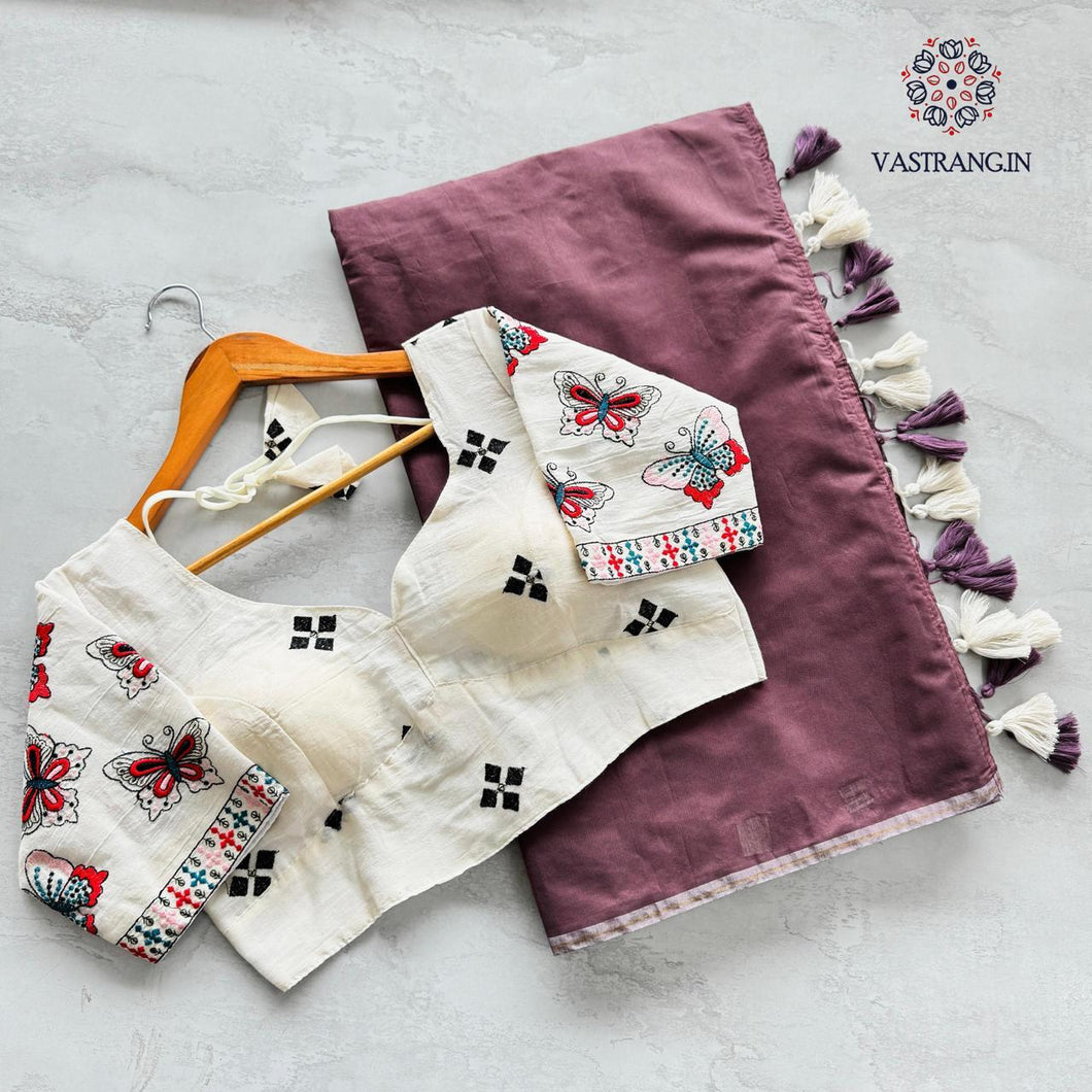 New Function Wear Chanderi Cotton Tussels Work Fancy Designer Saree With Stitched Blouse