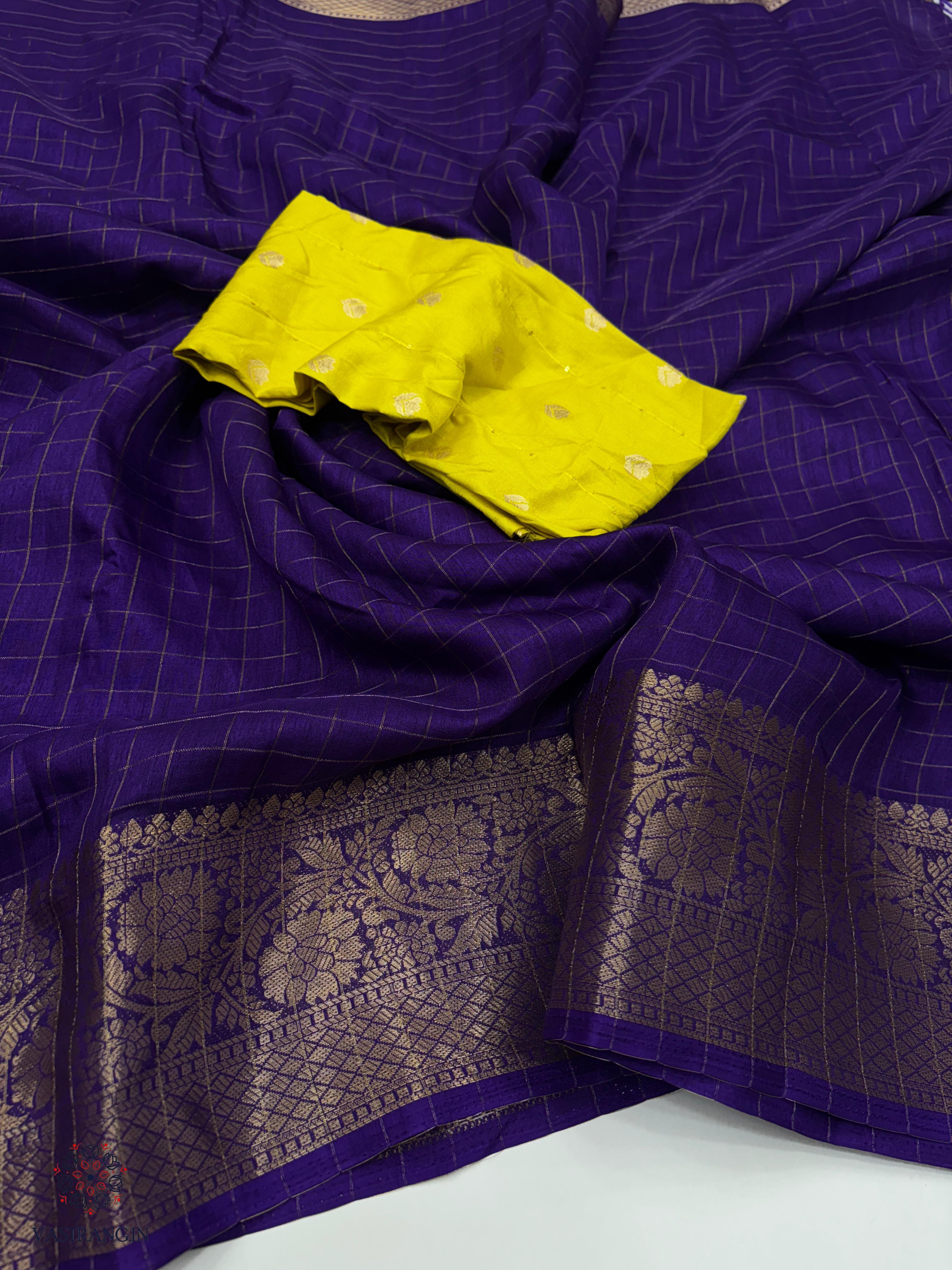 New Festive Wear Pure Dola Silk Chex Design With Jacquard Weaving Work Fancy Designer Saree