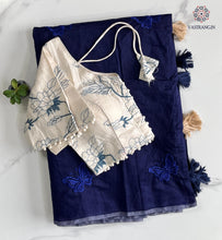 Load image into Gallery viewer, New Wedding Wear Chanderi Cotton Embroidery n Tussels Work Fancy Designer Saree With Stitched Blouse
