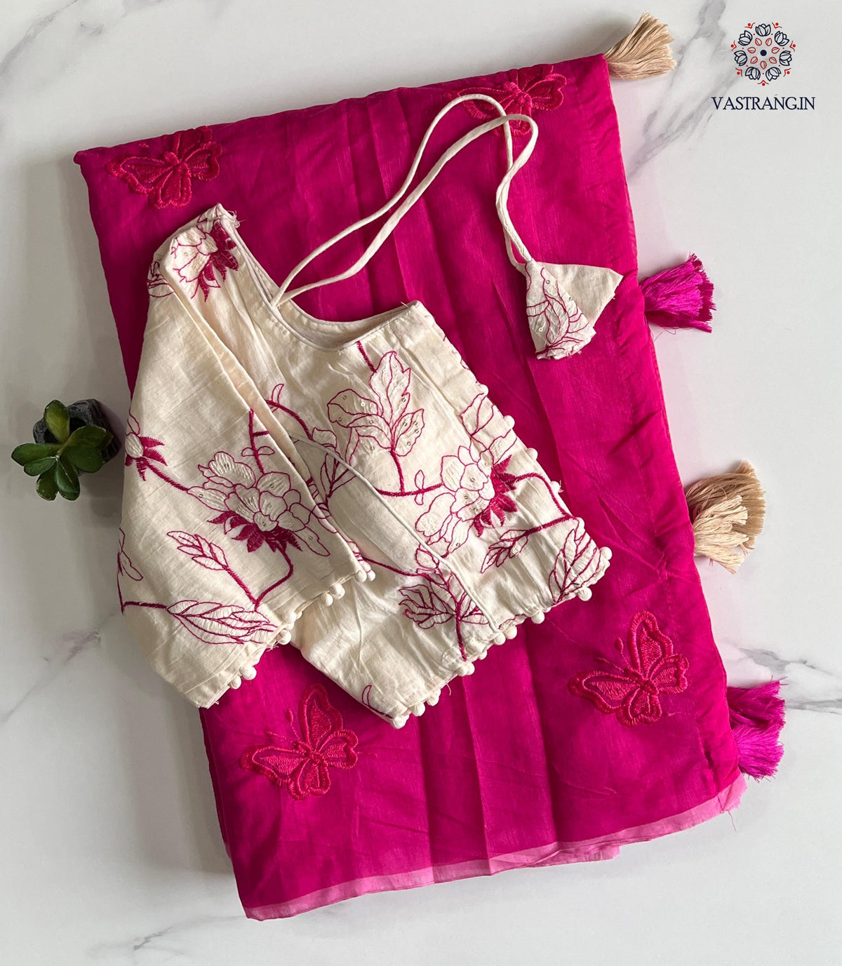 New Wedding Wear Chanderi Cotton Embroidery n Tussels Work Fancy Designer Saree With Stitched Blouse