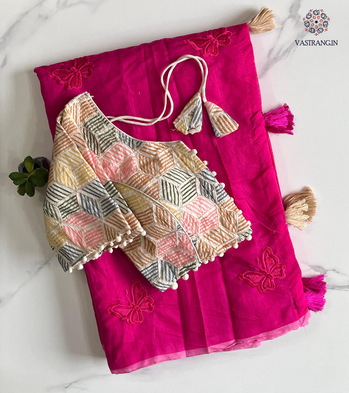 New Wedding Wear Chanderi Cotton Embroidery n Tussels Work Fancy Designer Saree With Stitched Blouse