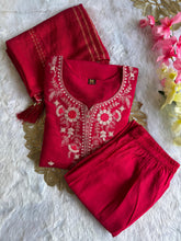 Load image into Gallery viewer, New Wedding Wear Pink Color Roman Silk Embroidery n Sequence Work Designer Straight Kurta With Trouser n Dupatta Set
