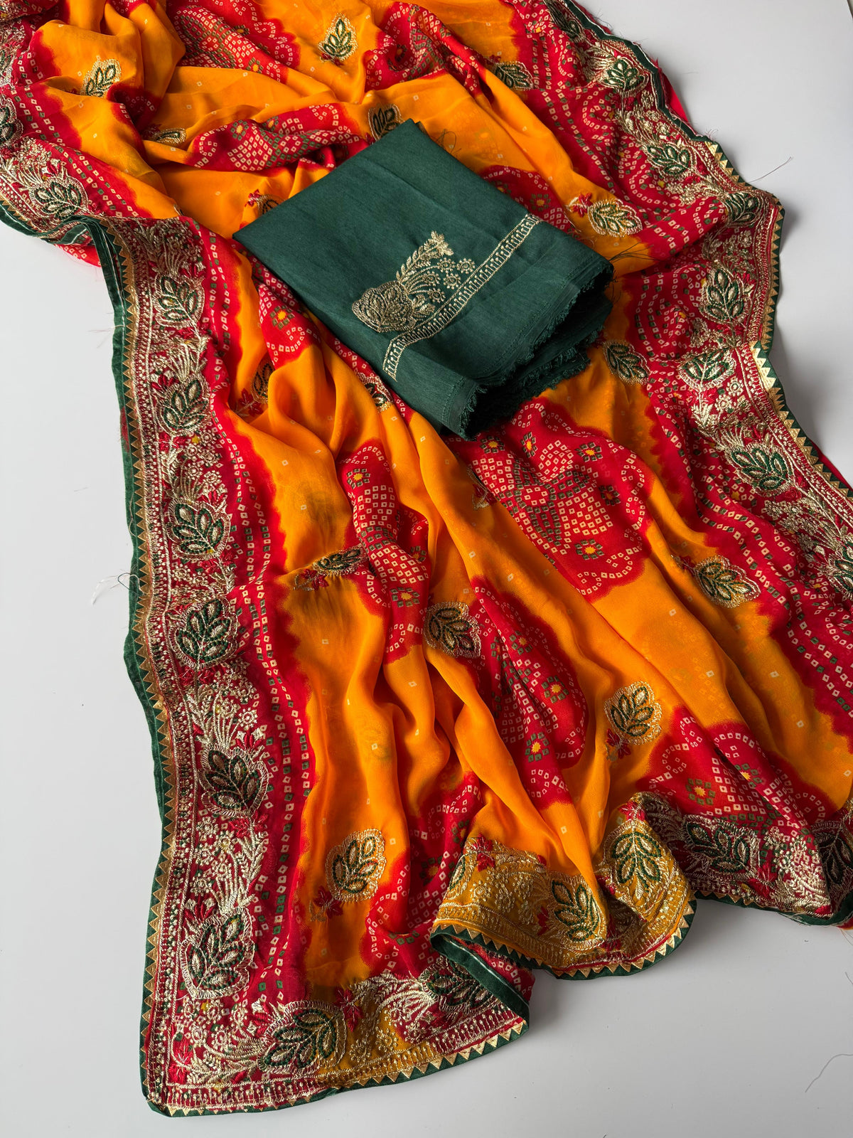 New Festive Wear Georgette Bandhani Print With Embroidery Work Fancy Designer Saree
