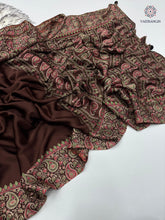 Load image into Gallery viewer, New Wedding Wear Brown Color Pure Satin Silk Ajrak Printed Rich Pallu n Tussles Work Fancy Designer Saree

