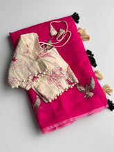 Load image into Gallery viewer, New Chanderi Cotton Embroidery n Tussels Work Fancy Designer Festive Wear Saree With Stitched Blouse
