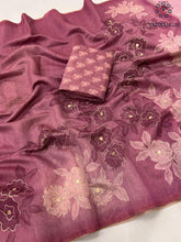 Load image into Gallery viewer, New Wedding Wear Dark Pink Color Soft Cotton Aari Work n Gota Mirror Work Fancy Designer Saree

