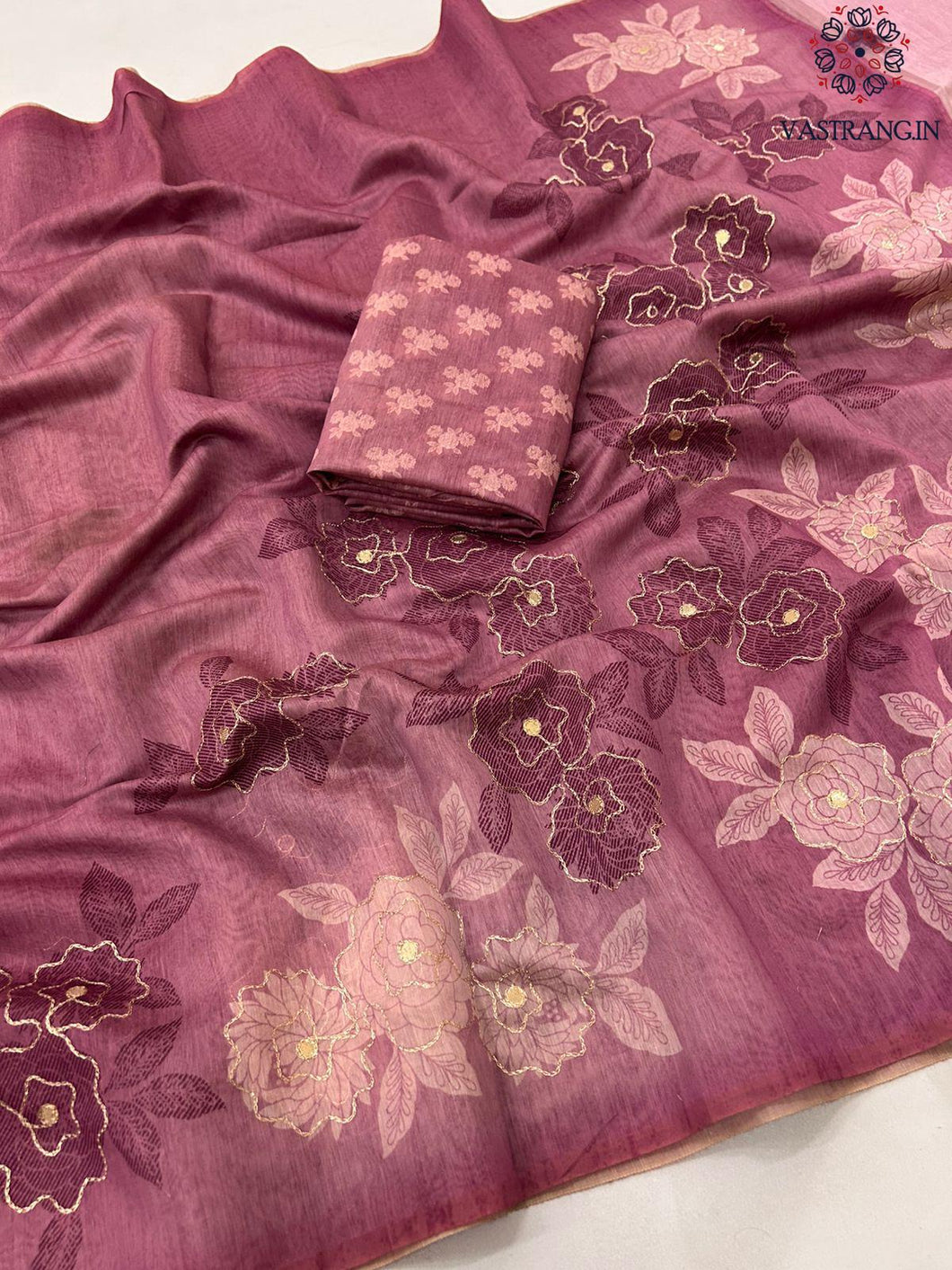 New Wedding Wear Dark Pink Color Soft Cotton Aari Work n Gota Mirror Work Fancy Designer Saree