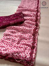 Load image into Gallery viewer, New Festive Wear Georgette Pink Color Print N Arco Border Work Fancy Designer Saree
