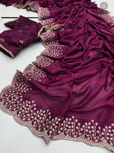 Load image into Gallery viewer, New Vichitra Silk Embroidery n Siroski Work Fancy Designer Wedding Wear Saree Design
