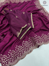 Load image into Gallery viewer, New Vichitra Silk Embroidery n Siroski Work Fancy Designer Wedding Wear Saree Design
