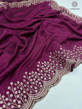 Load image into Gallery viewer, New Vichitra Silk Embroidery n Siroski Work Fancy Designer Wedding Wear Saree Design
