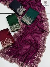 Load image into Gallery viewer, New Vichitra Silk Embroidery n Siroski Work Fancy Designer Wedding Wear Saree Design

