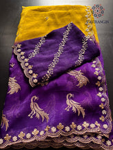 Load image into Gallery viewer, Prettiest Double Shaded Crunchy Chiffon Crush Silk Embroidery Work Partywear Fancy Designer Saree For Wedding
